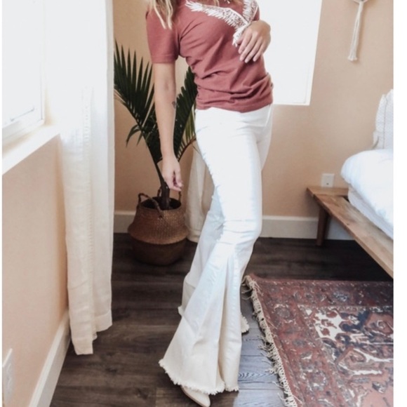 White Super Flare Bell Bottom Jeans